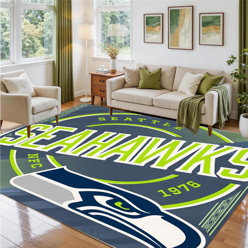 Seattle Seahawks Design Crystal Velvet Rug Soft Decorative Mat for Bedroom Entrance