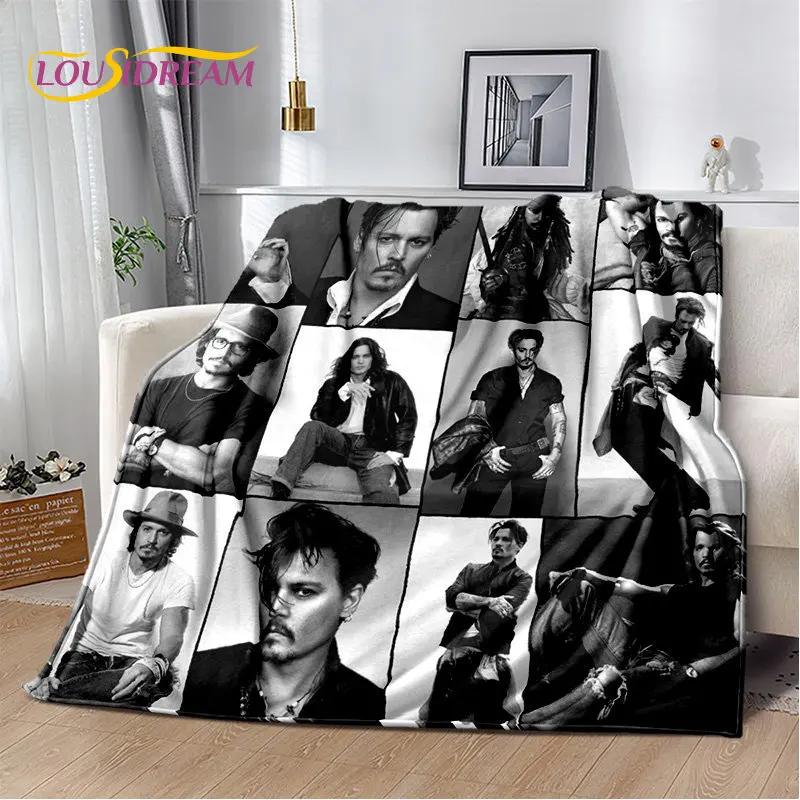 3D-Druck Johnny Depp Serie Weiche Plüschdecke, Flanelldecke Überwurfdecke für Wohnzimmer Schlafzimmer Bett Sofa Picknickabdeckung
