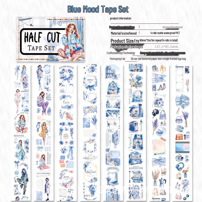 Cross-Border European & American Character Planner Stickers: Die-Cut PET Adhesive Tape Box