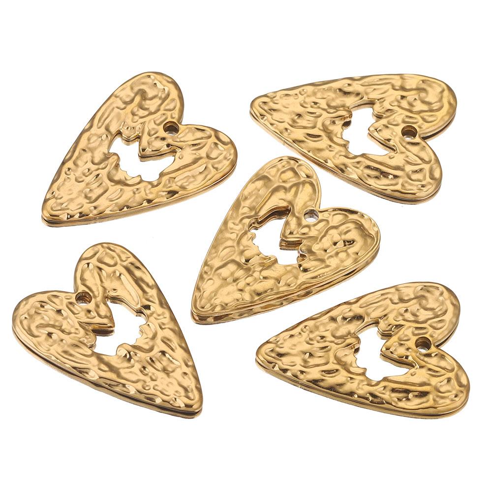 5 szt. Stal Nierdzewna Zawieszki Serca Do Biżuterii Tłoczone Pozłacane Okrągłe Materiały Do Wyrobu Kolczyków Złącza Zawieszek Elementy DIY