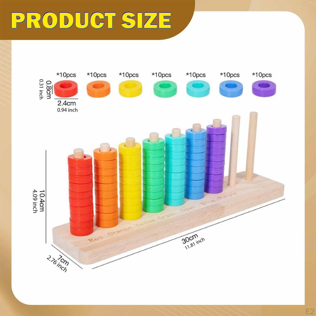 Color Sorting And Stacking Toy Made of Wooden Beads for Recognition, Educational