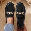 A New Style of Large-sized Thick-soled Casual Loafers with A Fashionable Chain, Single-foot Women's Shoes