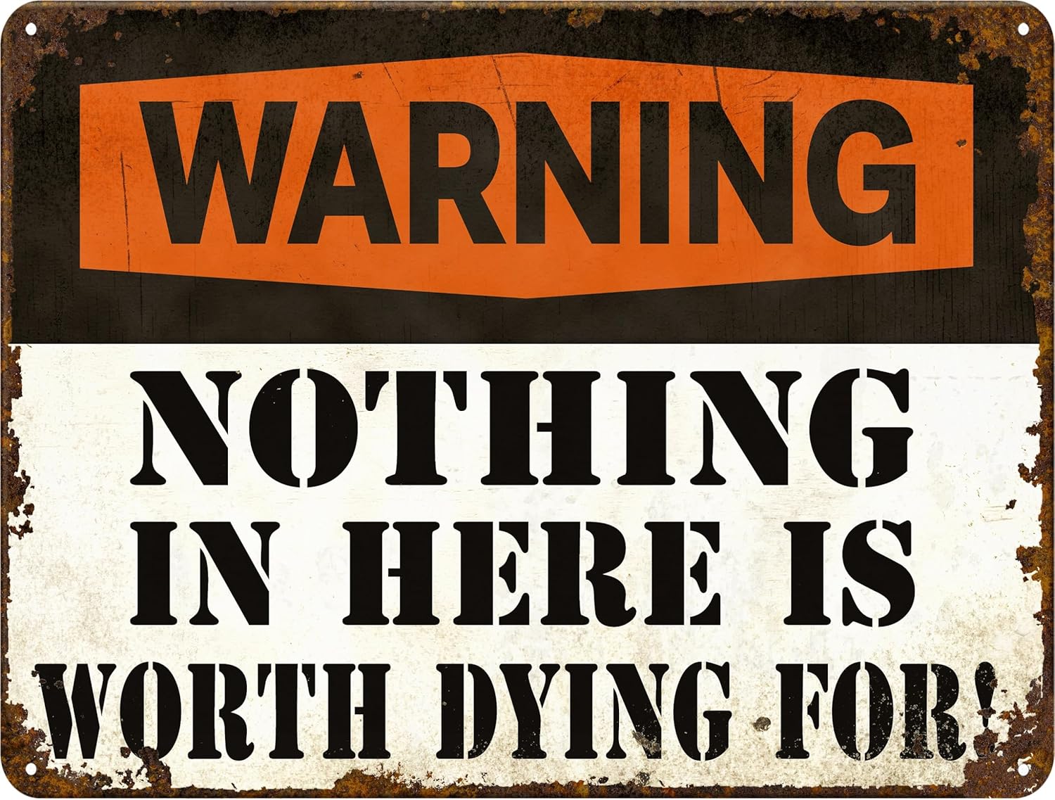 

Tommery Funny Metal Tin Signs Vintage Man Cave Vintage Metal Street Sign For Garage Metal Sign for your garage Warning nothing 20x30cm（7.8x11.8inch）