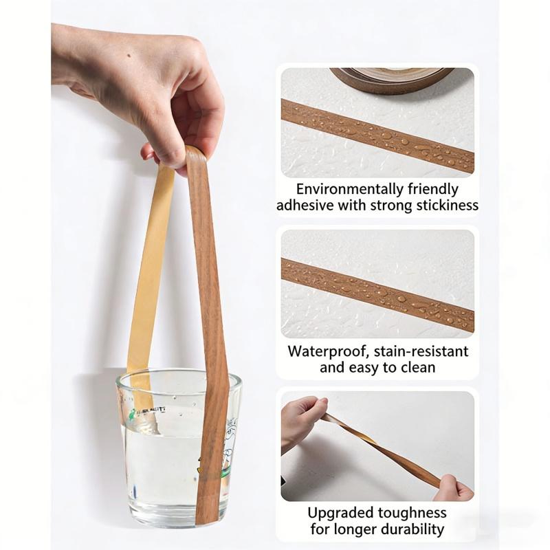 Wood Grain Self Adhesive Tape - Waterproof Wood Edge Banding Trim for Furniture Cabinet Door, Floor Gap Sealer Cover Strip, 10m Roll