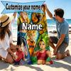 Custom Name Personalized One Piece Print Beach Towel, for Trip Camping Beach Party Home Decor, Birthday Gift for Family & Friends
