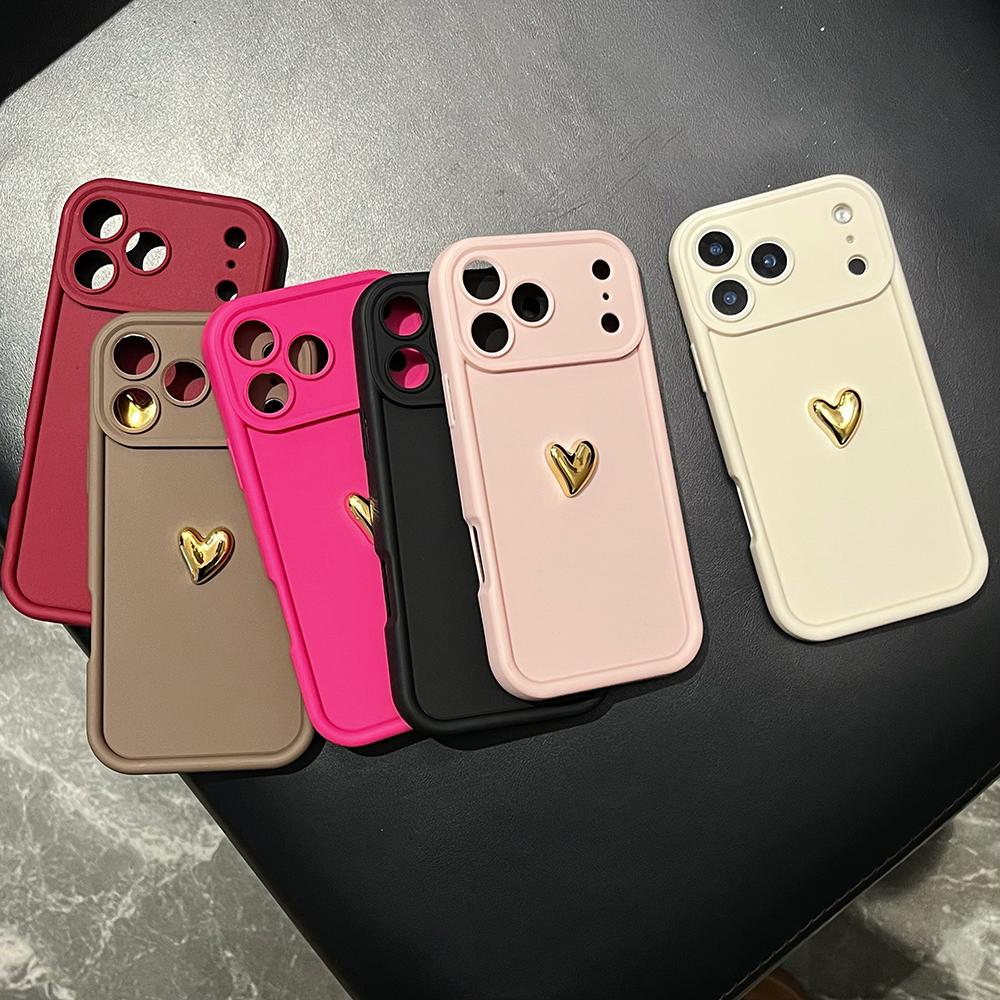 3D Gold Liebesherz Matt Hülle Für Samsung Galaxy A06 A16 A26 A36 A56 A55 A35 A25 A15 A05S A04S A52S 4G 5G Silikonhülle