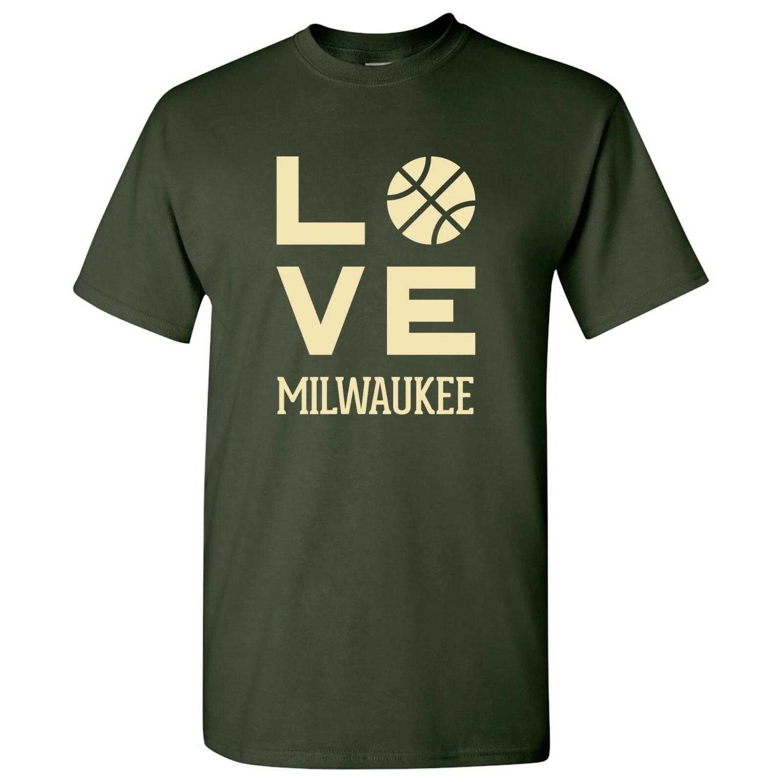 

Milwaukee Love Basketball - Sports Team Hometown City Pride T Shirt - Forest M