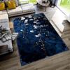 Blue Cherry Blossom Print Area Rug, Vintage Floral Branch Floor Mat for Living Room Bedroom Kitchen Office Home Decor