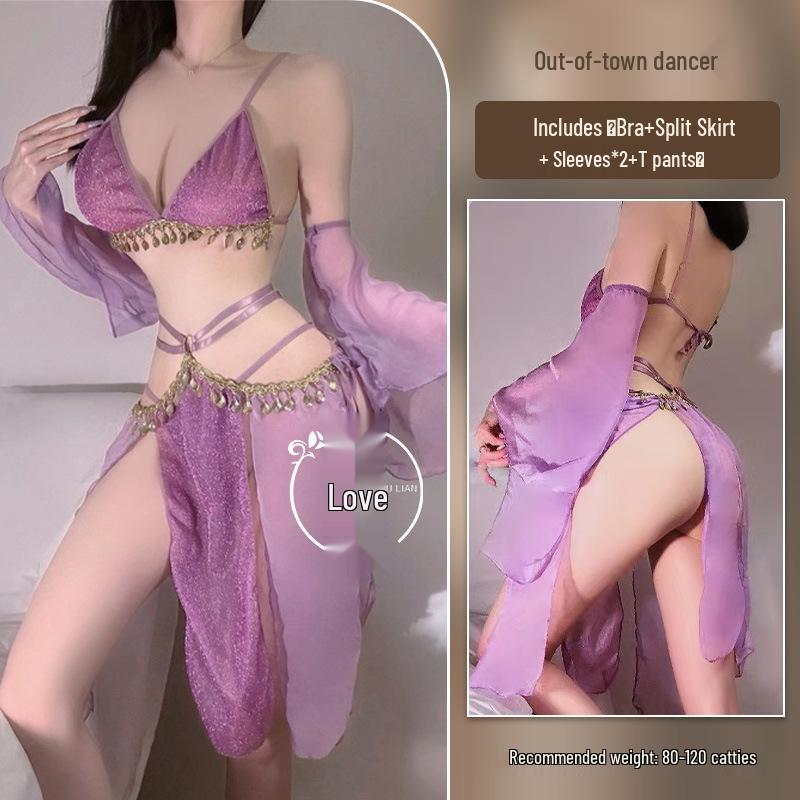 Exotic Princess Lace-up Nightdress: Sexy Open Chest Lingerie for Dancers