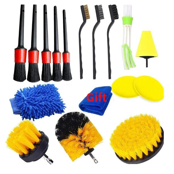 26 Pcs Set Car Cleaning Kit Interior Exterior Auto Detailing Wash Drill Brush Engine