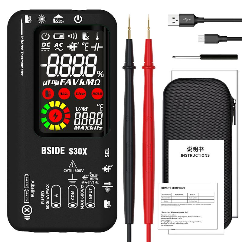 Multimètre Numérique Intelligent BSIDE S30 15V Diode Thermomètre Infrarouge Tension Courant AC DC Rechargeable Testeur Électronique Professionnel