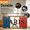 Hisun Blechschild HD Aluminium Metallschild Paris Frankreich Flagge Vintage Kennzeichenstil Wanddeko Retro Eiffelturm FRA Design Blechposter