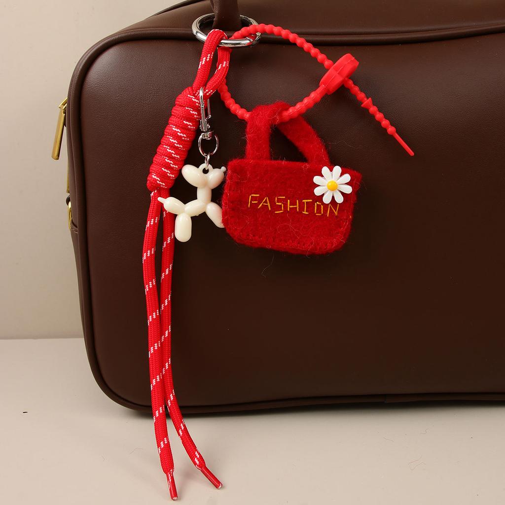 Ins wind wool felt mini bag cute balloon dog braided rope bag pendant versatile keychain car hanging