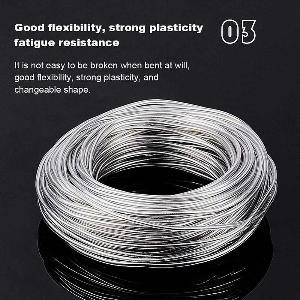 Rubber Covered Aluminum Wire, Bendable Metal Craft Wire, for Making Dolls Skeleton DIY Crafts, Platinum, 3mm