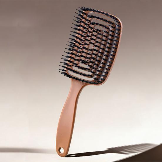 Boar Bristles Vented Paddle Brush Scalp Massage Hair Comb with Long Handle Blow