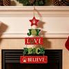Festive Door Handle Decorations Rustic Wooden Hanging Pendant for Christmas Holiday Home Door, Decorative Signs Party Sign Ornament with
