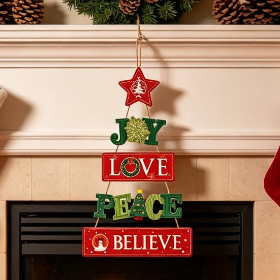 Festive Door Handle Decorations Rustic Wooden Hanging Pendant for Christmas Holiday Home Door, Decorative Signs Party Sign Ornament with