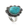 Turquoise Inlaid Bohemian Geometric Ring - Trendy Ethnic Style Jewelry