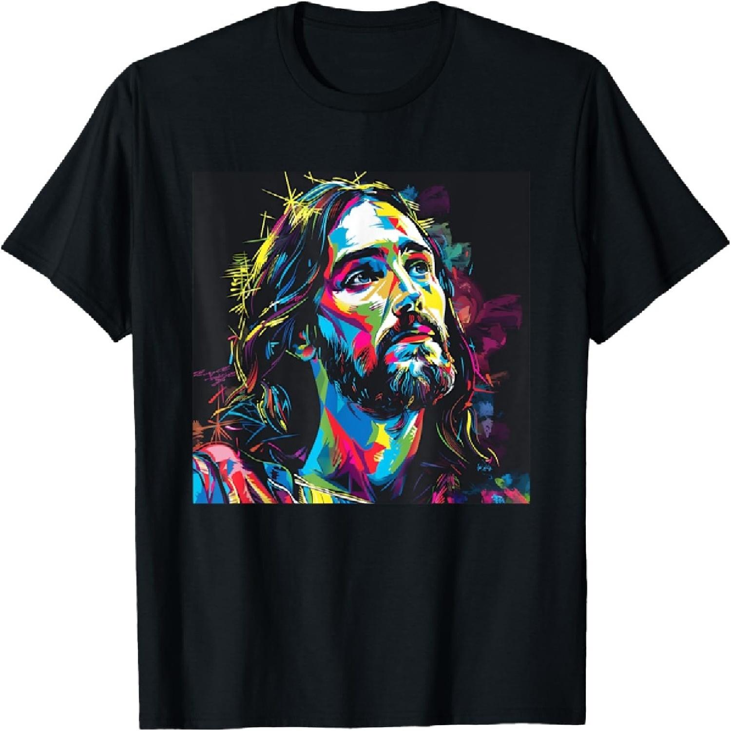 Jesus In Bold Pop Art Tie Dye Portrait Rainbow T-Shirt XXXXXL разноцветный