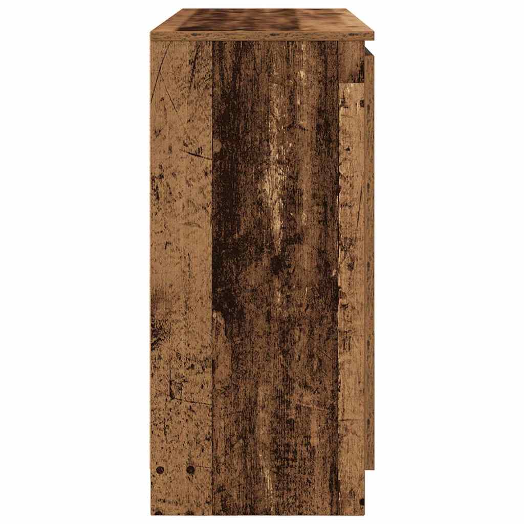Sideboard with Drawers Rustic Wood Look 100.5 X 35 X 76 Cm