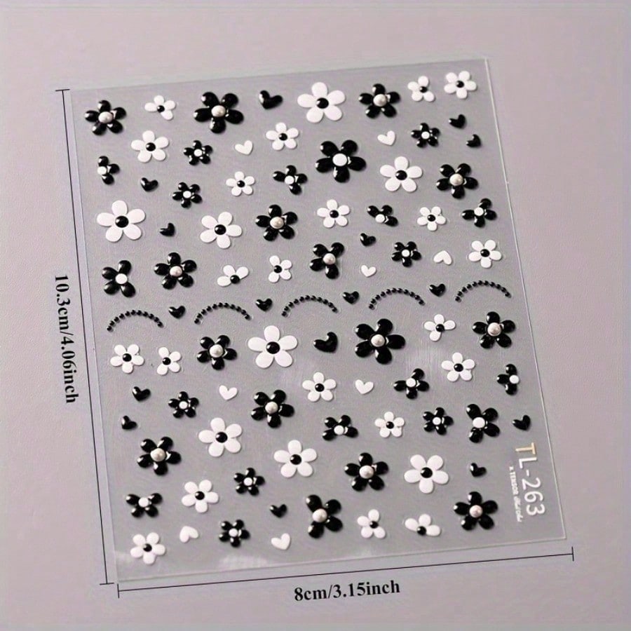 Self-Adhesive Nail Art Stickers with Flower Design