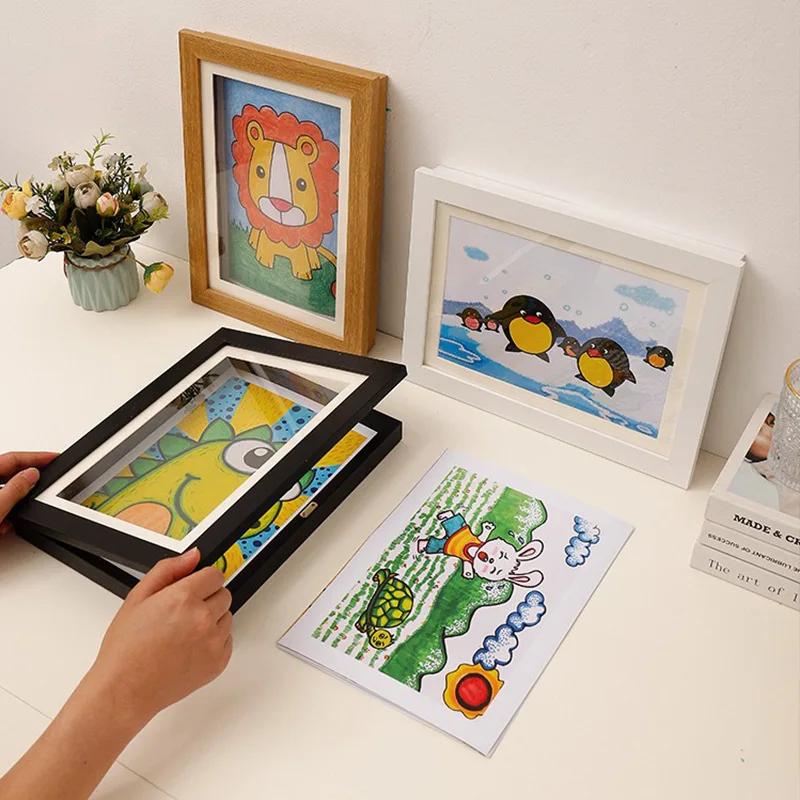 A4 Paper Kids Art Frames Magnetic Front Open Changeable Display Home Decor Kids Frametory for Poster Photo Drawing Pictures Gift
