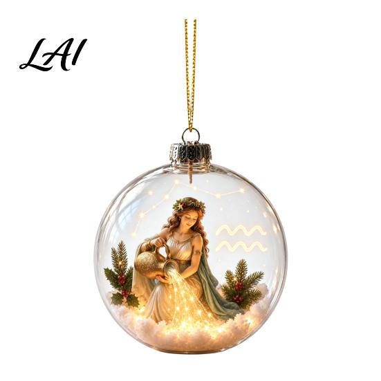 Sturdy Acrylic Holiday Ornaments Zodiac Christmas Ornament Twelve Sign Hanging Decoration 2D Collectible Horoscope Pendant for Xmas Tree,