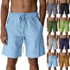 Men's Summer Linen Casual Shorts Loose Fit Breathable Beachwear Drawstring Waist Relaxed Fit Lightweight Fabric