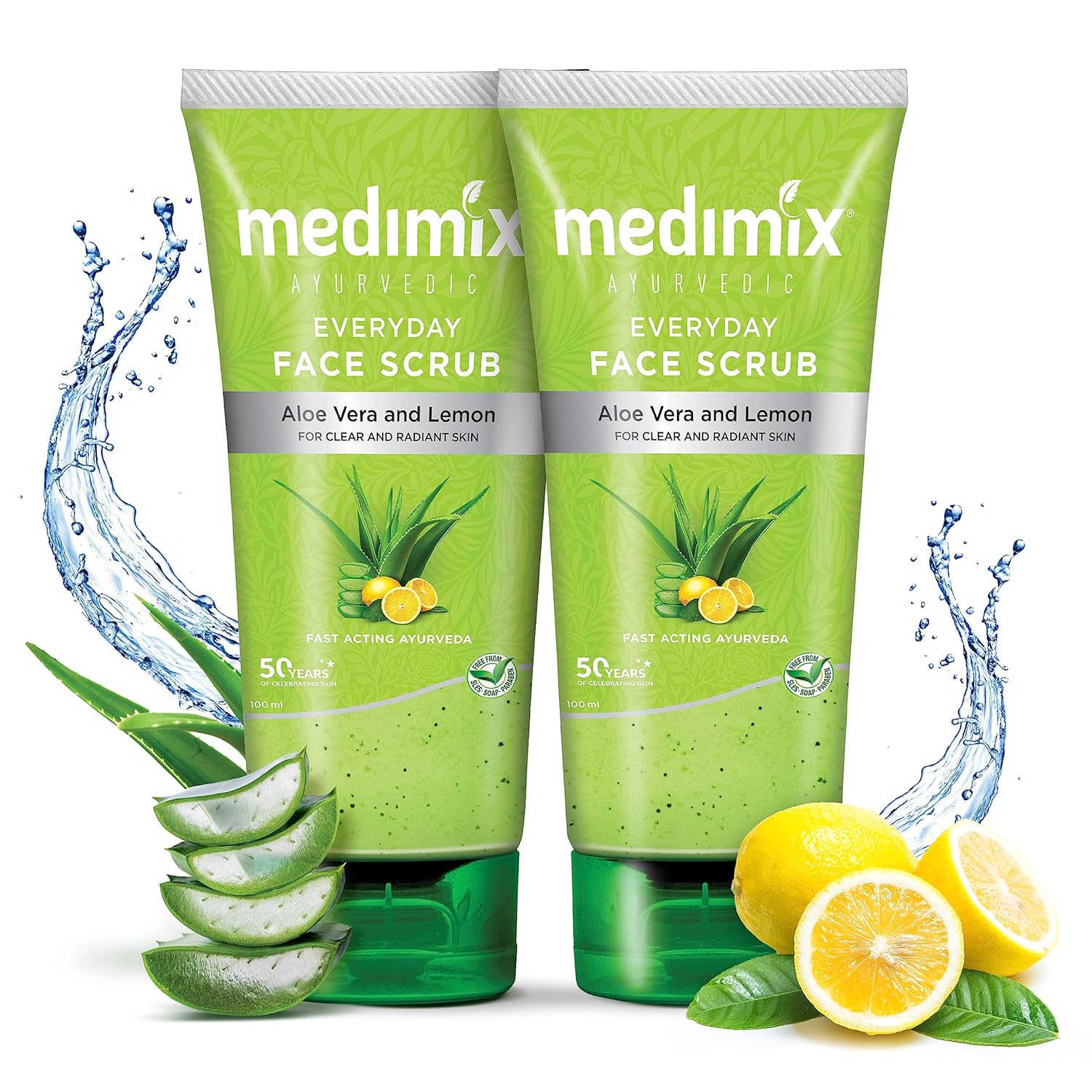 

Medimix Ayurvedic Everyday Face Scrub With Aloe Vera & Lemon, 100ml Pack Of 2 For Hydrated Radiant Skin