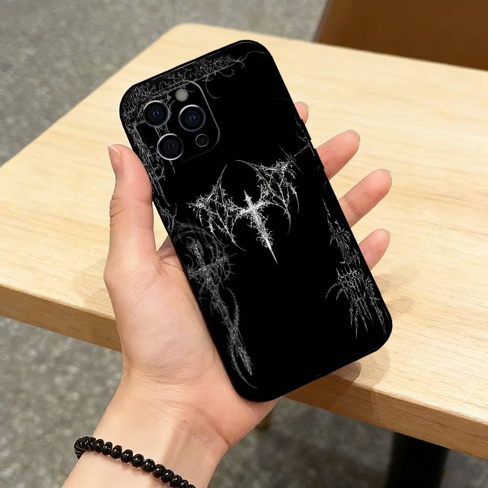 C-Cyber Sigil Cross Phone Case For iPhone 17,16,15,14,13,12,11 Plus,Pro Max,XS,Soft Silicone Black Cover