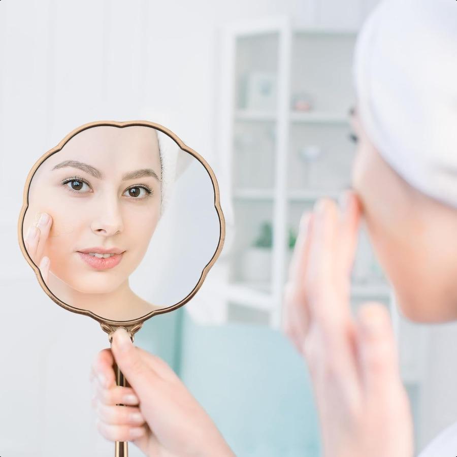 

Ручное зеркало Ручное зеркало с узорами колибри Элегантное металлическое ручное зеркало для макияжа Красивый подарок Ценность Компактное и По United States