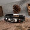Men's Multi-layer Woven Leather Bracelet, European and American Punk Stainless Steel Lion Head Bracelet, Men's Leather Rope Bracelet.
