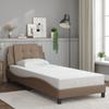 Vidaxl Bed Frame With LED, Color Cappuccino, 90X190 Cm, Faux Leather
