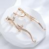New Luxurious Lizard Drop Earring Personality Gothic Natural Zircon  Rose Gold Color Earrings Fashion Animal Jewelry