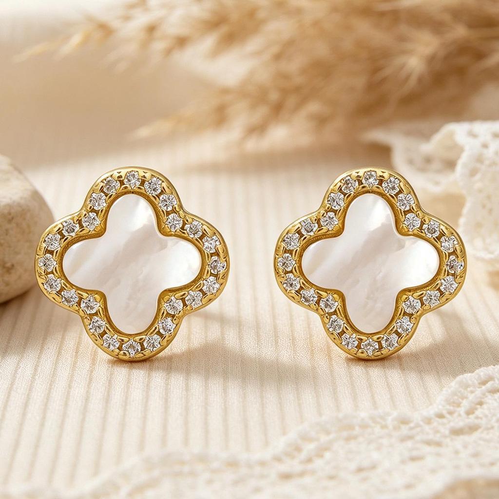 S925 Sterling Silver Four-Leaf Clover Stud Earrings: Luxurious, Versatile Design for Women