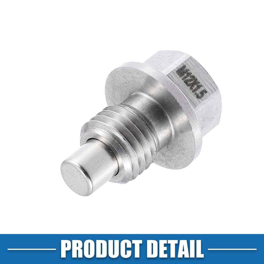 A ABSOPRO Car Engine Magnetic Drain Plug Stainless Steel with Copper Washers 2 Pack M12x1.5
