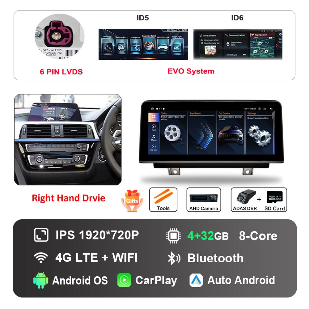 10.25 Inch Right Hand Drvie for BMW 3 /4 Series F30 F31 F32 F33 F34 F36 2013 - 2018 NBT EVOAndroid Car Radio Multimedia Player