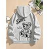 Felpe Primavera Autunno per Ragazzi Ragazze Felpa Casual Abbigliamento Bambini Top Felpa con Cappuccio a Manica Lunga Pullover con Cappuccio Stampato Orsetto Sorridente