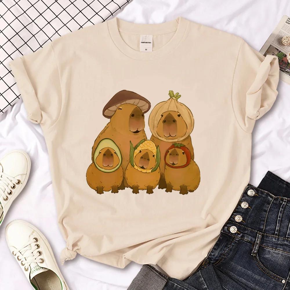 Capybara Capybara T-Shirts Herren Y2K Designer Sommer T-Shirt Junge Y2k 2000er Japanische Kleidung Kawaii T-Shirt Grafik-Top Weiblich
