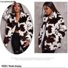 Women's Harajuku Style Black and White Cow Print Faux Rabbit Fur Coat - European and American Autumn/Winter Jacket