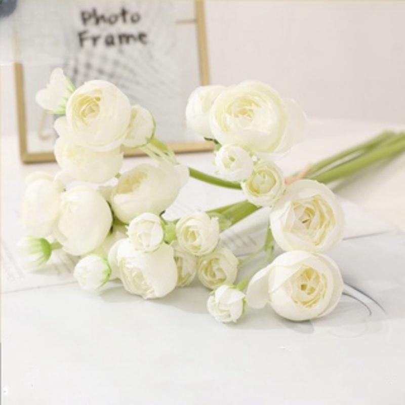 24 teste di fiori di camelia artificiale peonia rosa bouquet sposa fiore per la decorazione della casa dell'ufficio della festa nuziale