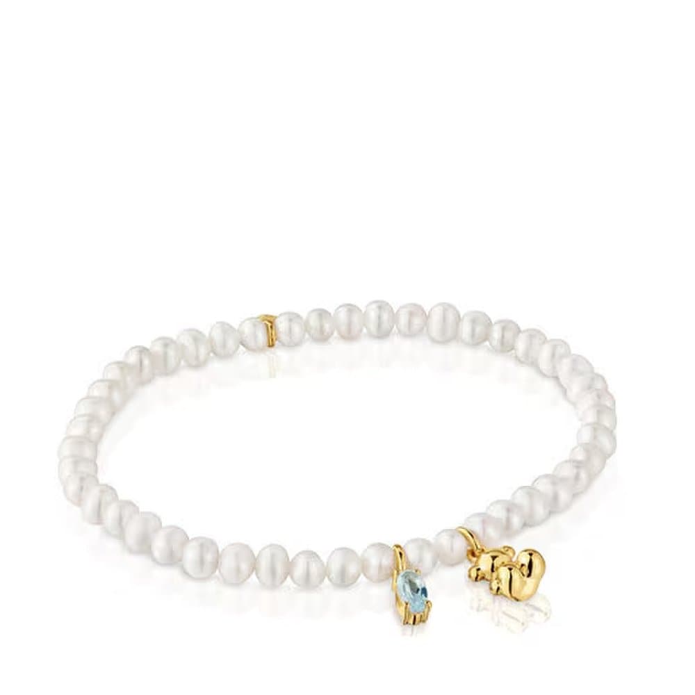 Elastic Vermeil Bracelet Pearl And Topaz Boldbear /311561640