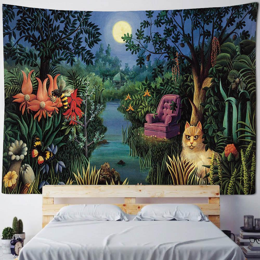 Tropical Plant Art Tapestry, Bedroom Wall Decoration, Living Room, Dormitory Wall Hanging, Bohemian Room Aesthetic Tapestry