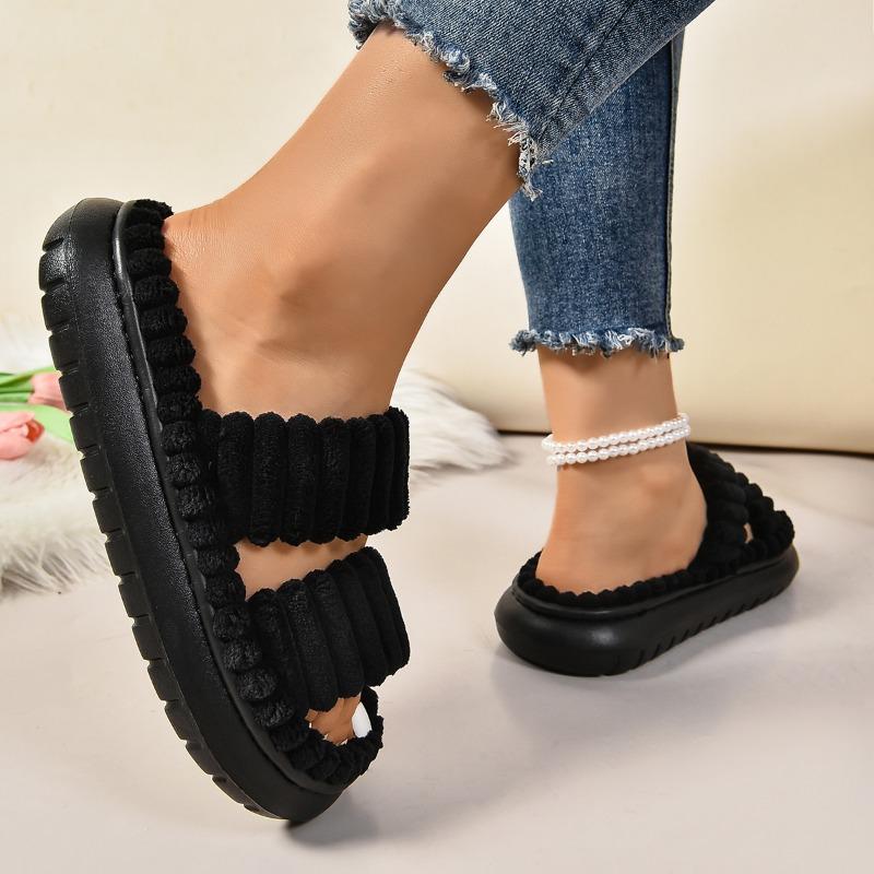 Mode 2024 Herbst und Winter Neue Damen Hausschuhe Offene Zehen Indoor-Hausschuhe Leinensohle Rutschfeste Badezimmer-Hausschuhe