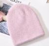 Angora Rabbit Fur Winter Woman Hat Cashmere Skullies Beanies Soft Solid Warm Fluffy Thick Sequins Knitted Hat Gift Wholesale