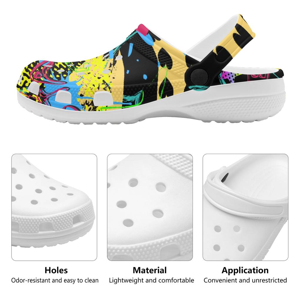 Breathable EVA Clogs Women Men Color Printed Lightweight Slip On Garden Shoes Beach Pool Home Bathroom Sandals Beach Pool Wear