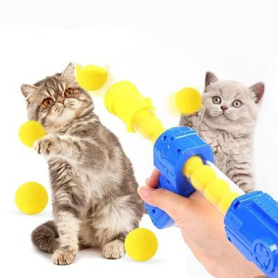 Jouets pour chats, entraînement au lancement, pistolet de tir interactif, balle en peluche, jeux créatifs pour animaux de compagnie, mini pompons extensibles, fournitures pour chatons