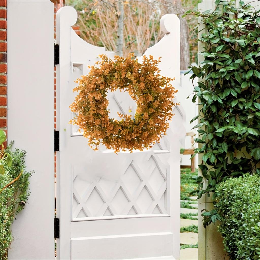 Artificial Fall Wreath for Front Door Autumn Orange Leaf Wreath Farmhouses Indoor Outdoor Window Wall Door Home Decors