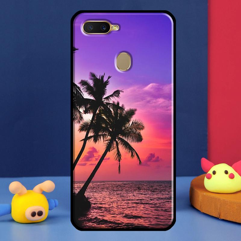 Summer Beach Sunset Palm Tree Case For Oppo A16 A76 A96 A58 A78 A98 A5 A9 A91 A15 A17 A77 A52 A72 A74 A94 A54S A57S Cover
