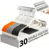 30pack (10 Velvet Hangers and 20 Clips), Heavy-duty Anti Slip Hanger for Wardrobe Organization,Various Color of Household Hanger